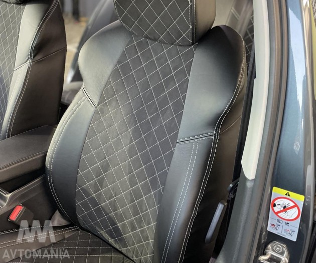 Avtomania Авточохли для Subaru Legacy 6 BN седан (з 2014) 1D ромб екошкіра+алькантара Rubin - Заображення 10