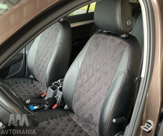 Avtomania Авточохли для Mazda CX-5 задн. спинка 40/60 (2011-2015), 3D ромб екошкіра+алькантара Rubin - Заображення 8