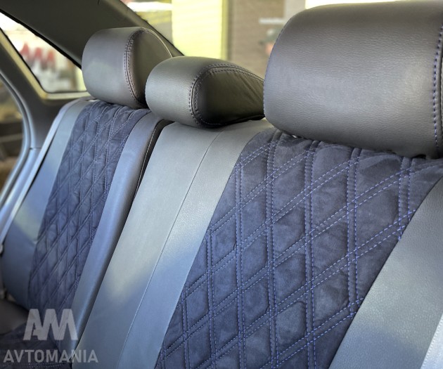 Avtomania Авточохли для BMW 3 E90 седан передние кресла спорт (2005-2012), 3D ромб екошкіра+алькантара Rubin - Заображення 9