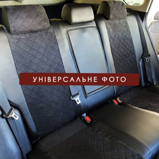 Avtomania Авточехлы для Renault Megane 3 хетчбек 40/60 (2008-2015) 1D ромб экокожа+алькантара Rubin - Картинка 3