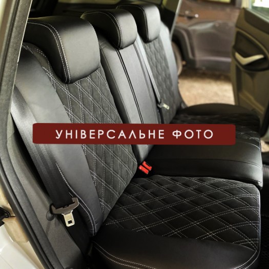 Avtomania Авточехлы для Renault Megane 3 хетчбек 40/60 (2008-2015), 3D ромб экокожа+алькантара Rubin - Картинка 7