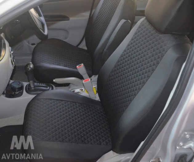 Avtomania Авточохли для Mazda 3 седан (2010-2014), одинарна стрічка екошкіра+автотканина Titan - Заображення 6