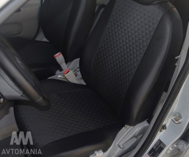 Avtomania Авточохли для Mazda 3 седан (2010-2014), одинарна скрічка екошкіра+автотканина Titan - Картинка 7