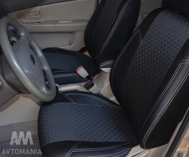 Avtomania Авточохли для BMW I3 (2013-2020), подвійна стрічка екошкіра+автотканина Titan - Заображення 6