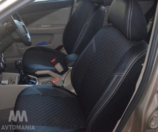Avtomania Авточохли для BMW 3 E36 седан зад.спинка суцільна, подвійна стрічка екошкіра+автотканина Titan - Заображення 7