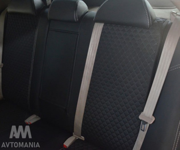 Avtomania Авточохли для BMW 3 E90 седан передние кресла спорт (2005-2012), подвійна стрічка екошкіра+автотканина Titan - Заображення 8