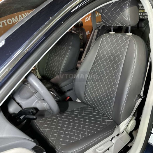 Avtomania Авточохли екошкіра Rubin для Audi A-6 C6 спинка 40/60 седан (2004-2011) 1D ромб - Заображення 4