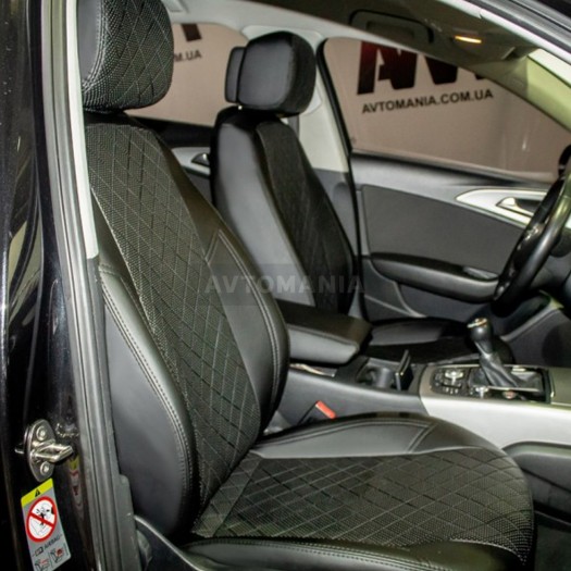 Avtomania Авточехлы экокожа Rubin для Audi A-6 C7 спинка 40/60 седан (з 2011) 1D ромб - Картинка 3