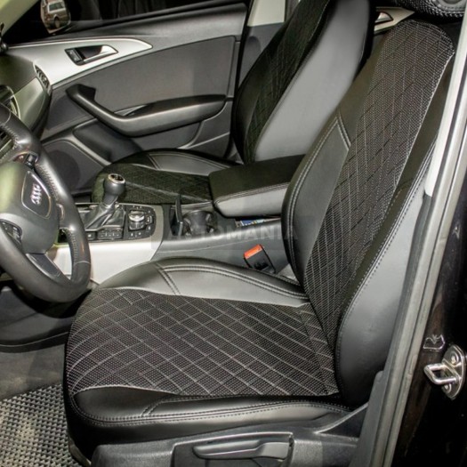 Avtomania Авточехлы экокожа Rubin для Audi A-6 C7 спинка 40/60 седан (з 2011) 1D ромб - Картинка 4