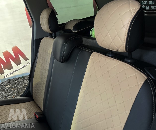 Avtomania Авточохли екошкіра Rubin для Nissan Terrano спинка 40/60 (c 2014), 1D ромб - Заображення 13