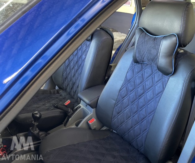 Avtomania Авточохли для Dodge Challenger 3 (2015-) купе, 3D ромб екошкіра+алькантара Rubin - Заображення 11