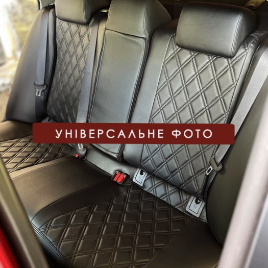 Avtomania Авточохли для Dodge Challenger 3 (2015-) купе, 3D ромб екошкіра Rubin - Заображення 6