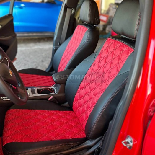 Avtomania Авточохли для Chevrolet Cruze 3 (с 2015) USA, 3D ромб екошкіра Rubin - Заображення 5