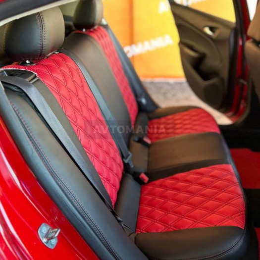 Avtomania Авточохли для Chevrolet Cruze 3 (с 2015) USA, 3D ромб екошкіра Rubin - Заображення 7