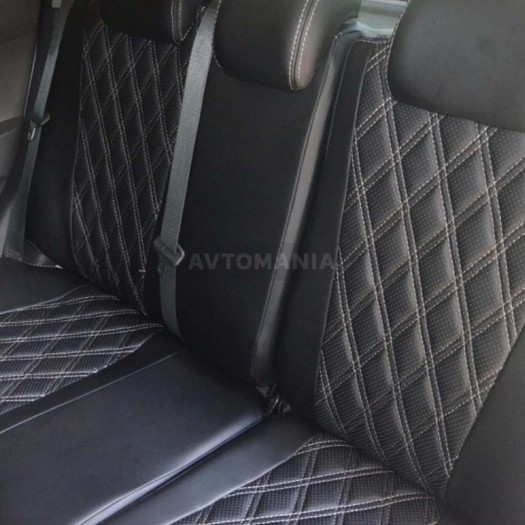 Avtomania Авточохли для Chevrolet Spark 3 (2009-2012), 3D ромб екошкіра Rubin - Заображення 4
