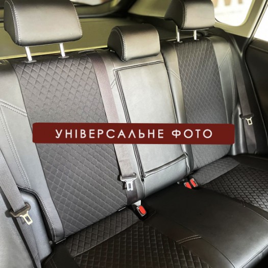 Avtomania Авточохли для Nissan Rogue II (2013-2020), подвійна стрічка екошкіра+автотканина Titan - Картинка 3