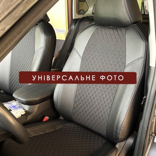 Avtomania Авточохли для Nissan Rogue II (2013-2020), подвійна стрічка екошкіра+автотканина Titan - Картинка 4