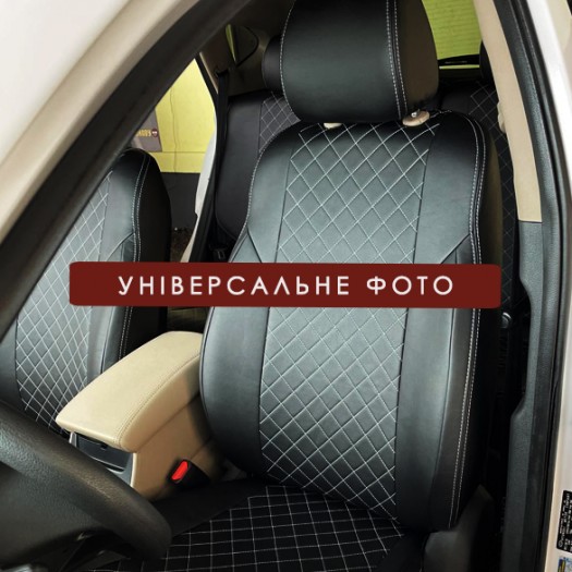 Avtomania Авточохли для Ford Mustang 6 (2015-2022) 1D ромб екошкіра Rubin - Заображення 4