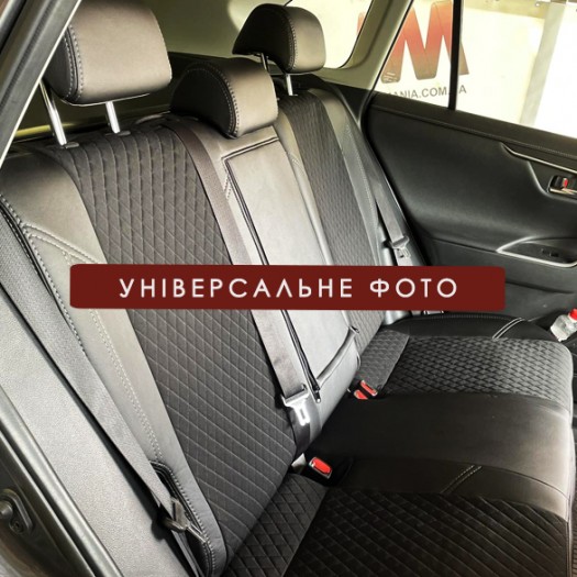 Avtomania Авточохли для Hyundai Santa Fe 4 (2018- ), подвійна стрічка екошкіра+автотканина Titan - Заображення 5