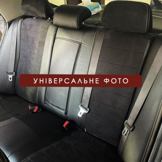Avtomania Авточохли для Dodge Challenger 3 (2015-) купе, одинарна стрічка екошкіра+алькантара Titan - Заображення 5