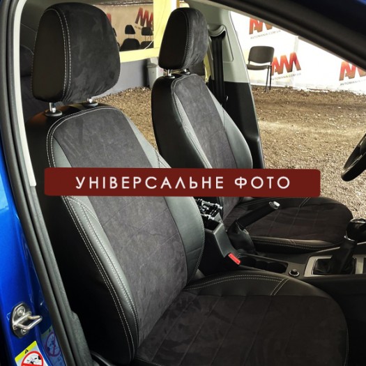 Avtomania Авточехлы для Renault Megane 3 хетчбек 40/60 (2008-2015), двойная строчка экокожа+алькантара Titan - Картинка 2