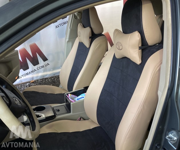 Avtomania Авточохли для Toyota RAV4 5 (з 2018), одинарна стрічка екошкіра+алькантара Titan - Заображення 10