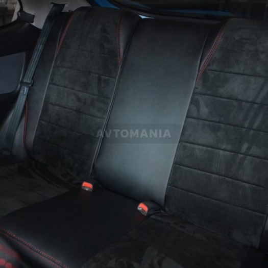 Avtomania Авточехлы для Renault Megane 3 хетчбек 40/60 (2008-2015), одинарная строчка экокожа+алькантара Titan - Картинка 4